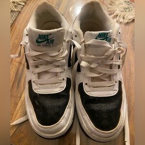 Nike Air Force 1 White and Black with Green Accents